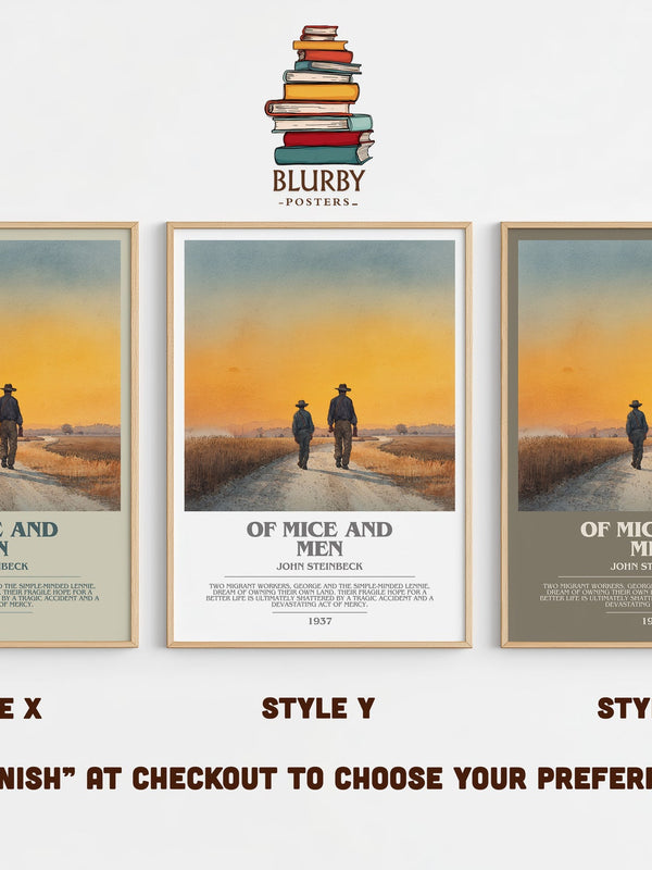 Of Mice and Men bookish print in frame leaning in hallway – historical fiction wall art