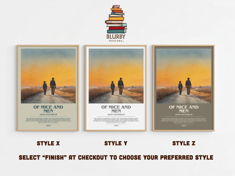 Of Mice and Men bookish print in frame leaning in hallway – historical fiction wall art