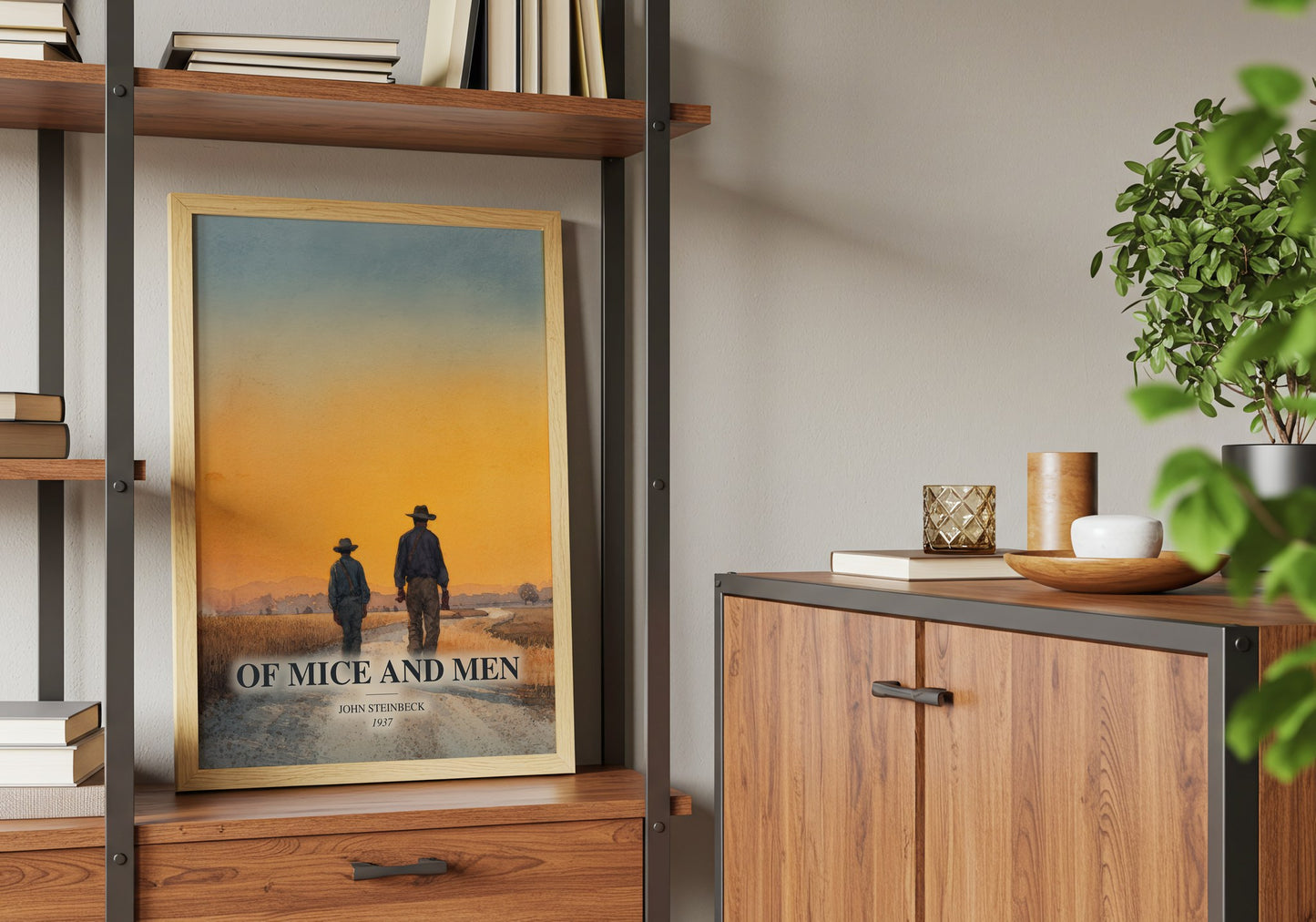 Of Mice And Men book watercolour illustration paper finish options – matte satin gloss