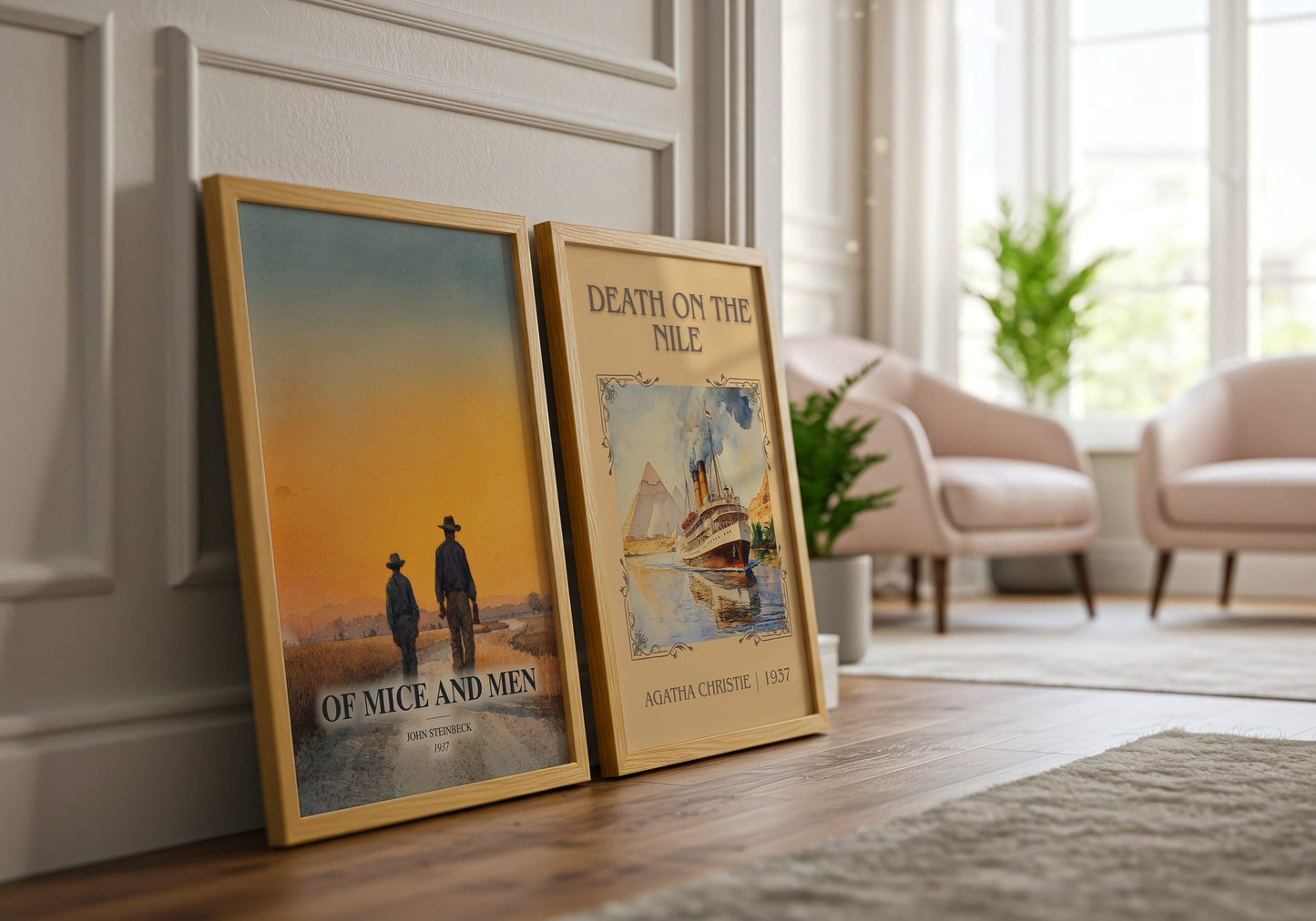Of Mice And Men watercolour print framed by window – literary home decor