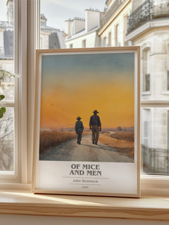 Of Mice and Men Book Cover Poster by John Steinbeck – framed print by a bright window