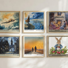 Of Mice and Men Literary Art Print by John Steinbeck – square print in a six-frame gallery wall