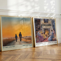 Of Mice and Men Literary Art Print by John Steinbeck – large square framed print leaning against a wall