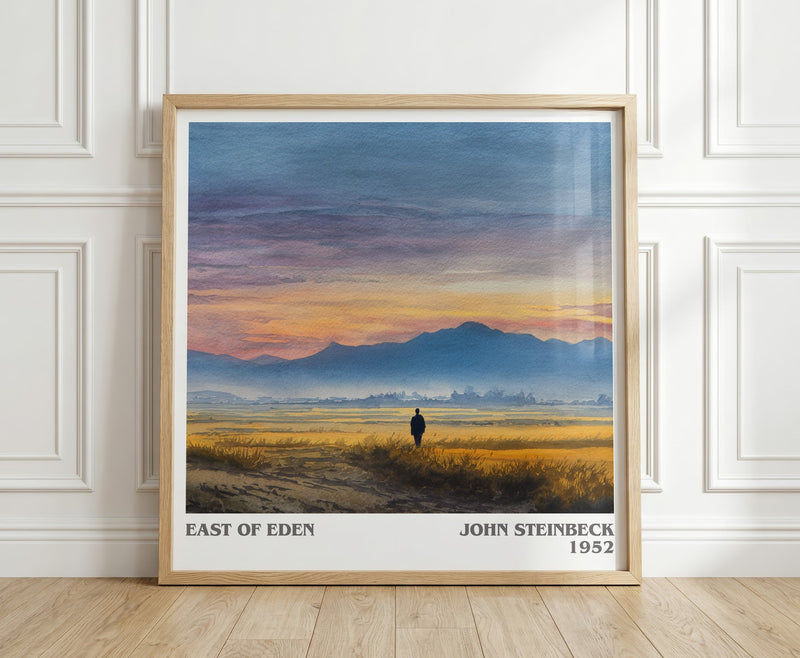 East of Eden literary print in frame leaning in hallway – classic literature wall art