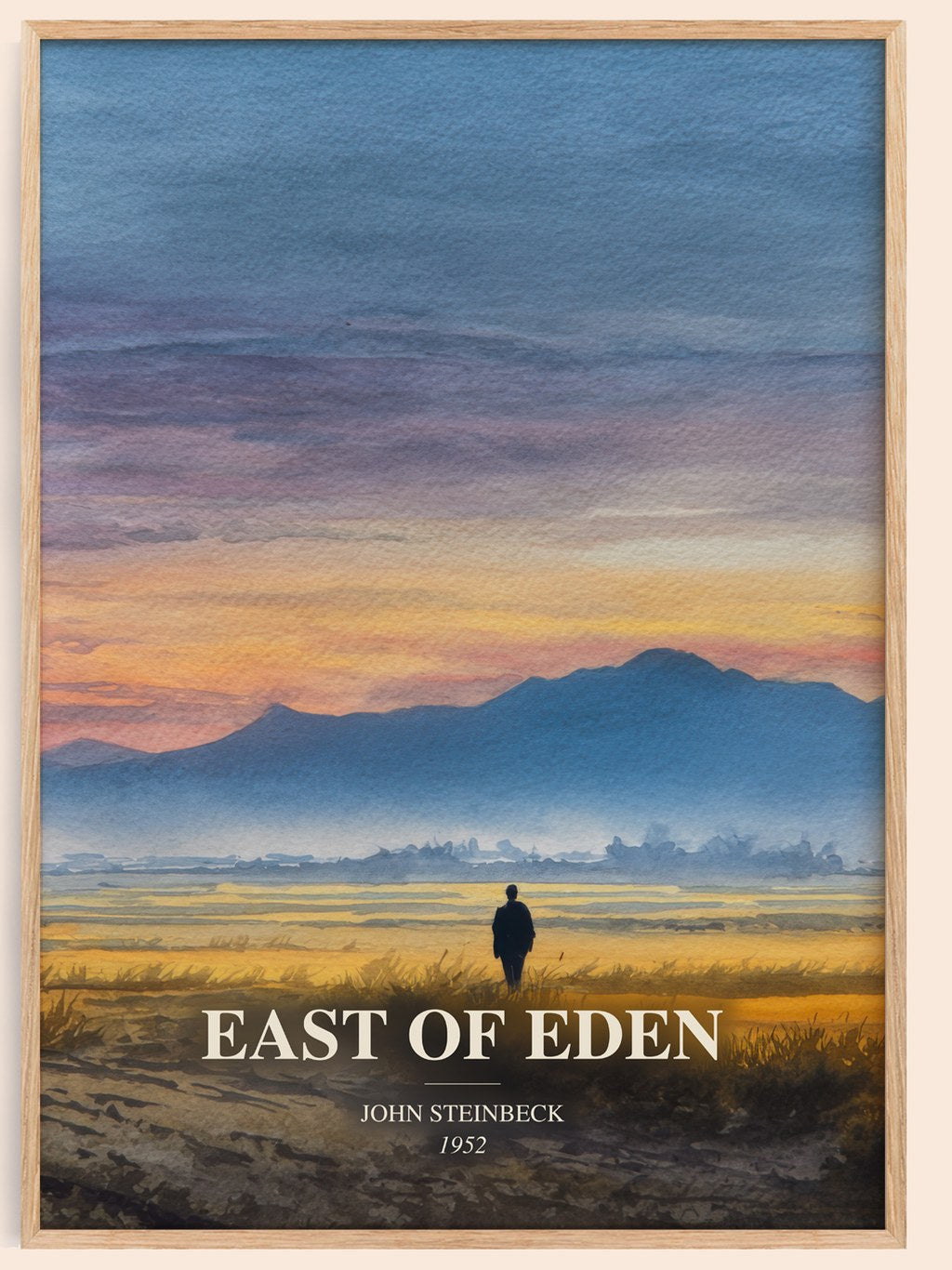 East Of Eden watercolour book poster by John Steinbeck – framed literary art print