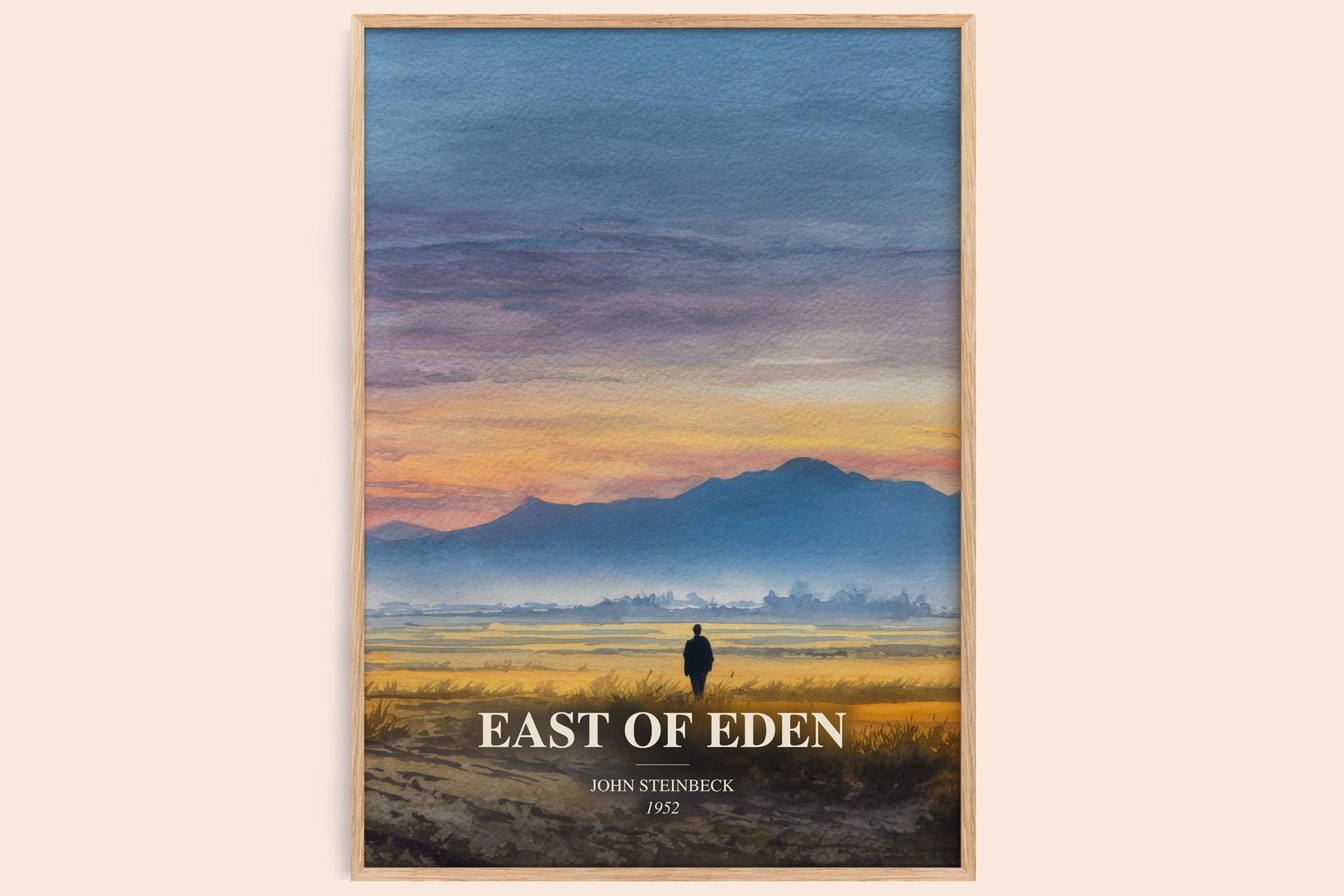 East Of Eden watercolour book poster by John Steinbeck – framed literary art print