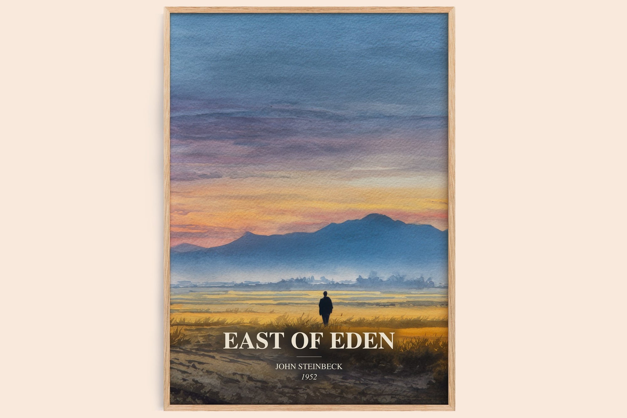 East Of Eden watercolour book poster by John Steinbeck – framed literary art print
