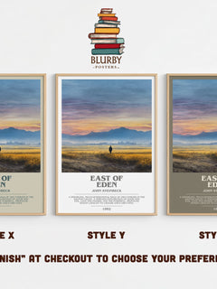 East of Eden Bookish Wall Art by John Steinbeck – Style X, Y and Z side by side – choose your finish