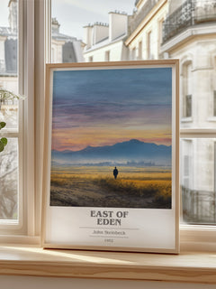 East of Eden Book Cover Poster by John Steinbeck – framed print by a bright window
