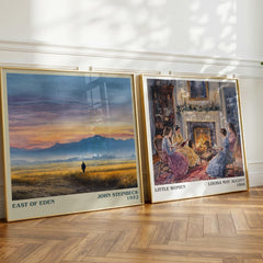 East of Eden Literary Art Print by John Steinbeck – large square framed print leaning against a wall