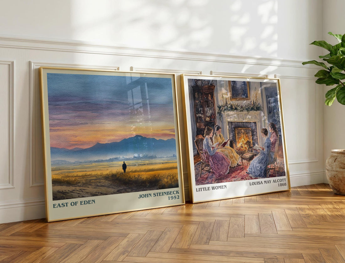 East of Eden Literary Art Print by John Steinbeck – large square framed print leaning against a wall