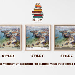 Cannery Row Literary Art Print by John Steinbeck – Style X, Y and Z square prints side by side – choose your finish