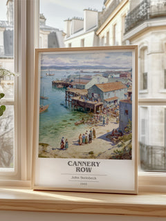 Cannery Row Book Cover Poster by John Steinbeck – framed print by a bright window