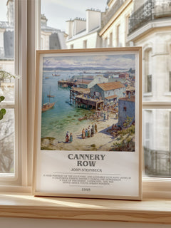 Cannery Row Bookish Wall Art by John Steinbeck – framed print by a bright window