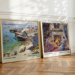 Cannery Row Literary Art Print by John Steinbeck – large square framed print leaning against a wall