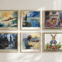 The Pearl Literary Art Print by John Steinbeck – square print in a six-frame gallery wall