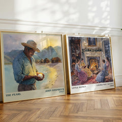 The Pearl Literary Art Print by John Steinbeck – large square framed print leaning against a wall