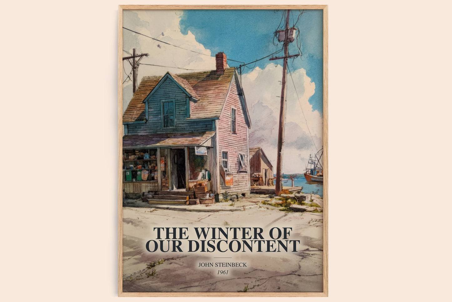 The Winter Of Our Discontent watercolour book poster by John Steinbeck – framed literary art print