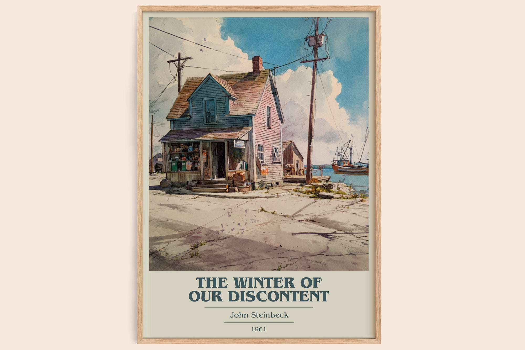 The Winter of Our Discontent book cover book poster by John Steinbeck – framed literary art print