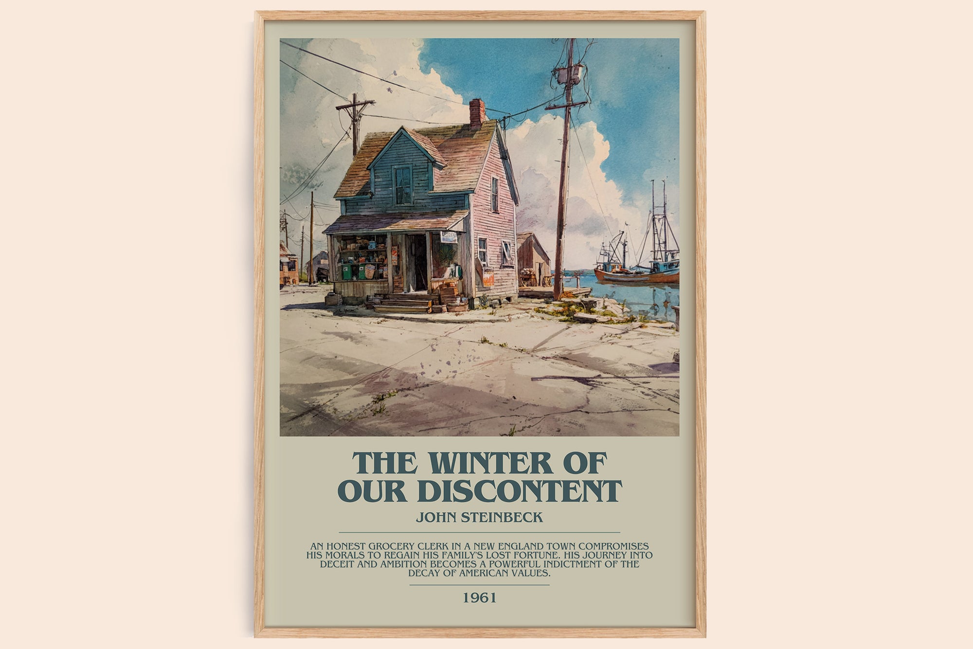 The Winter of Our Discontent bookish book poster by John Steinbeck – framed literary art print