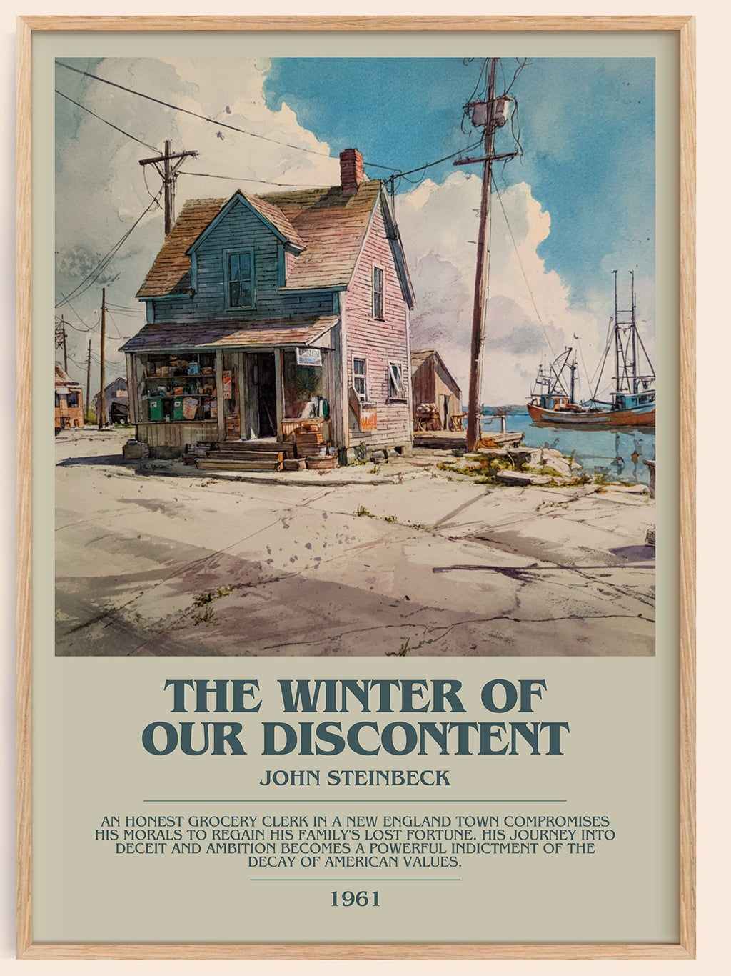 The Winter of Our Discontent bookish book poster by John Steinbeck – framed literary art print