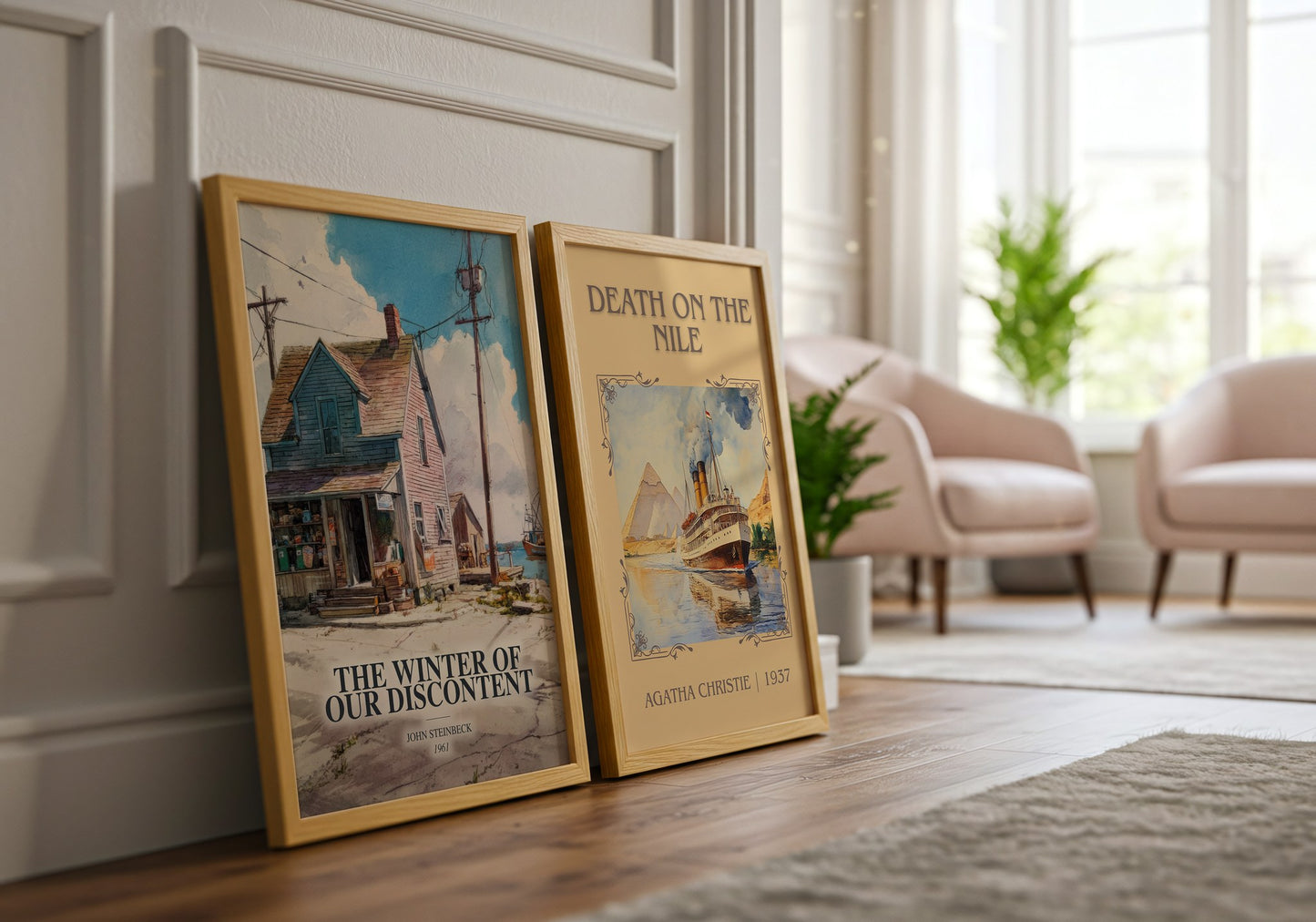 The Winter Of Our Discontent watercolour print framed by window – literary home decor