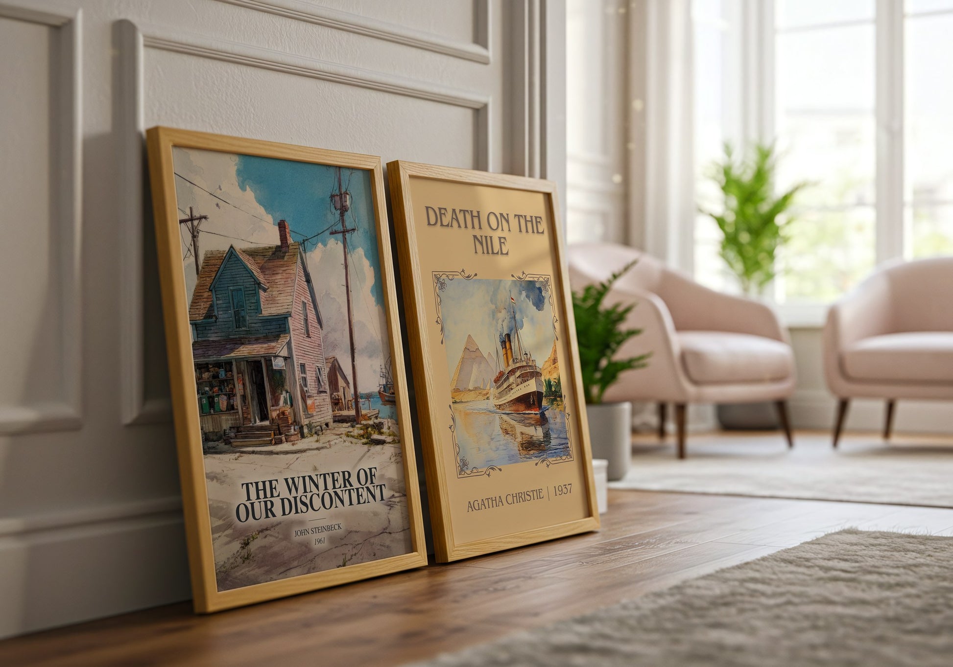 The Winter Of Our Discontent watercolour print framed by window – literary home decor