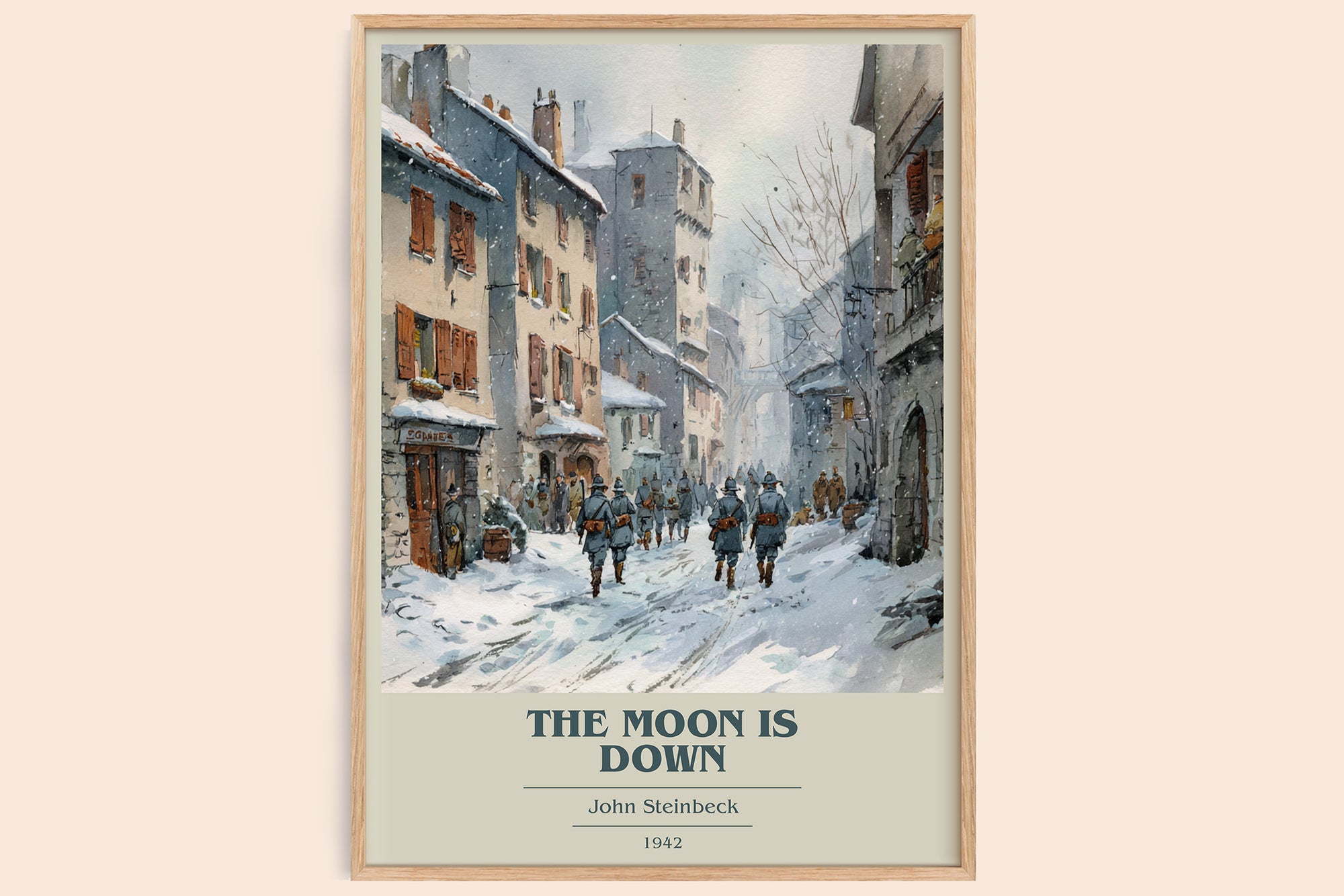 The Moon Is Down book cover book poster by John Steinbeck – framed literary art print