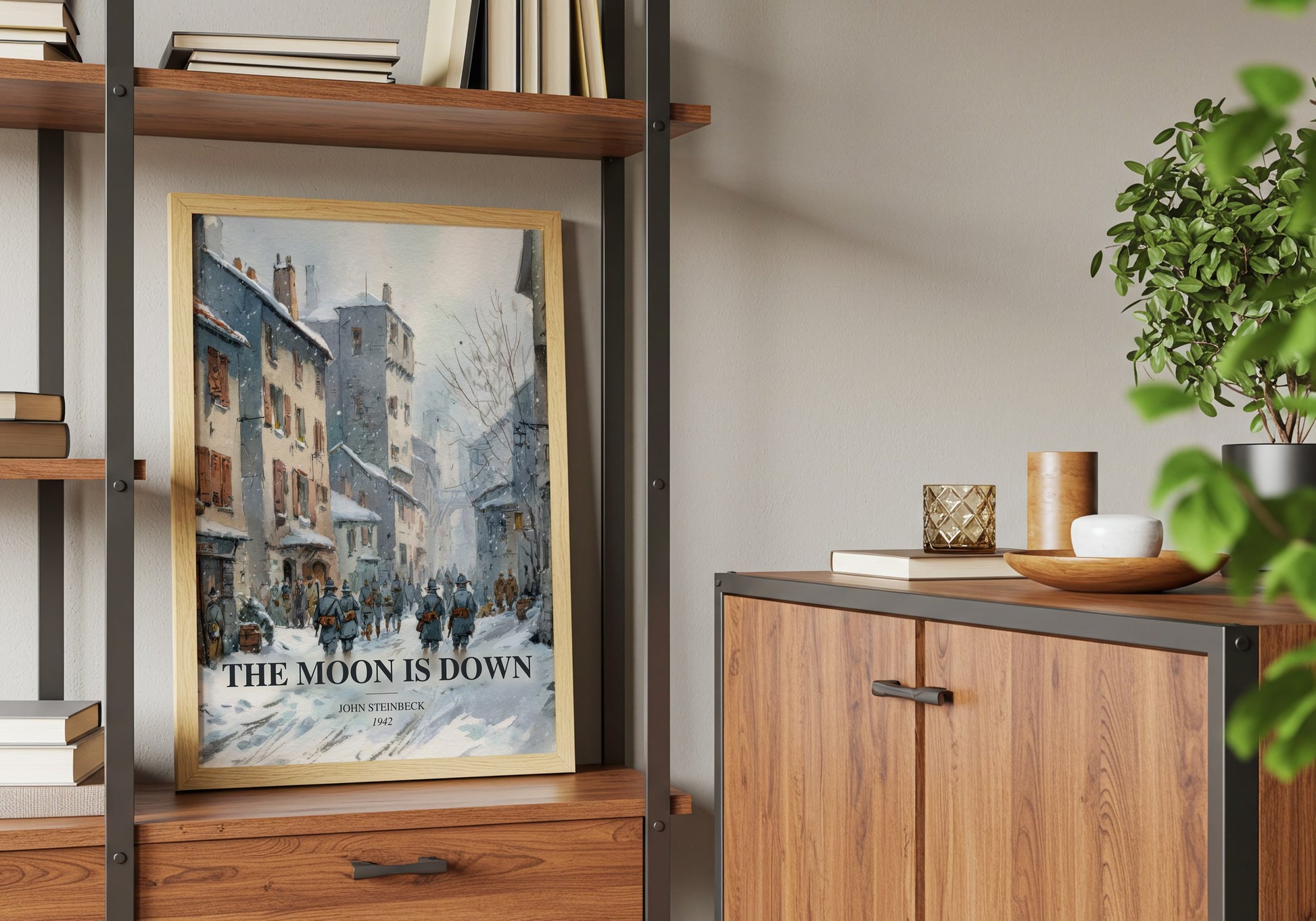 The Moon Is Down book watercolour illustration paper finish options – matte satin gloss
