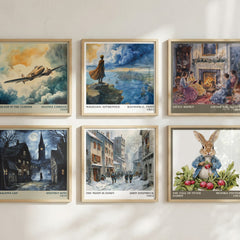 The Moon Is Down Literary Art Print by John Steinbeck – square print in a six-frame gallery wall