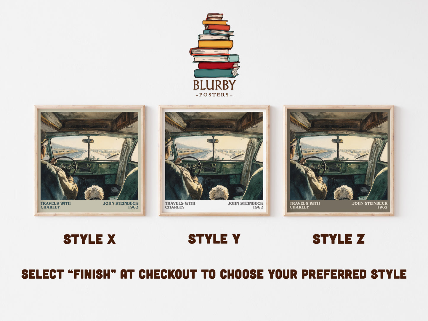 Travels with Charley literary art print colour and style options – John Steinbeck book art