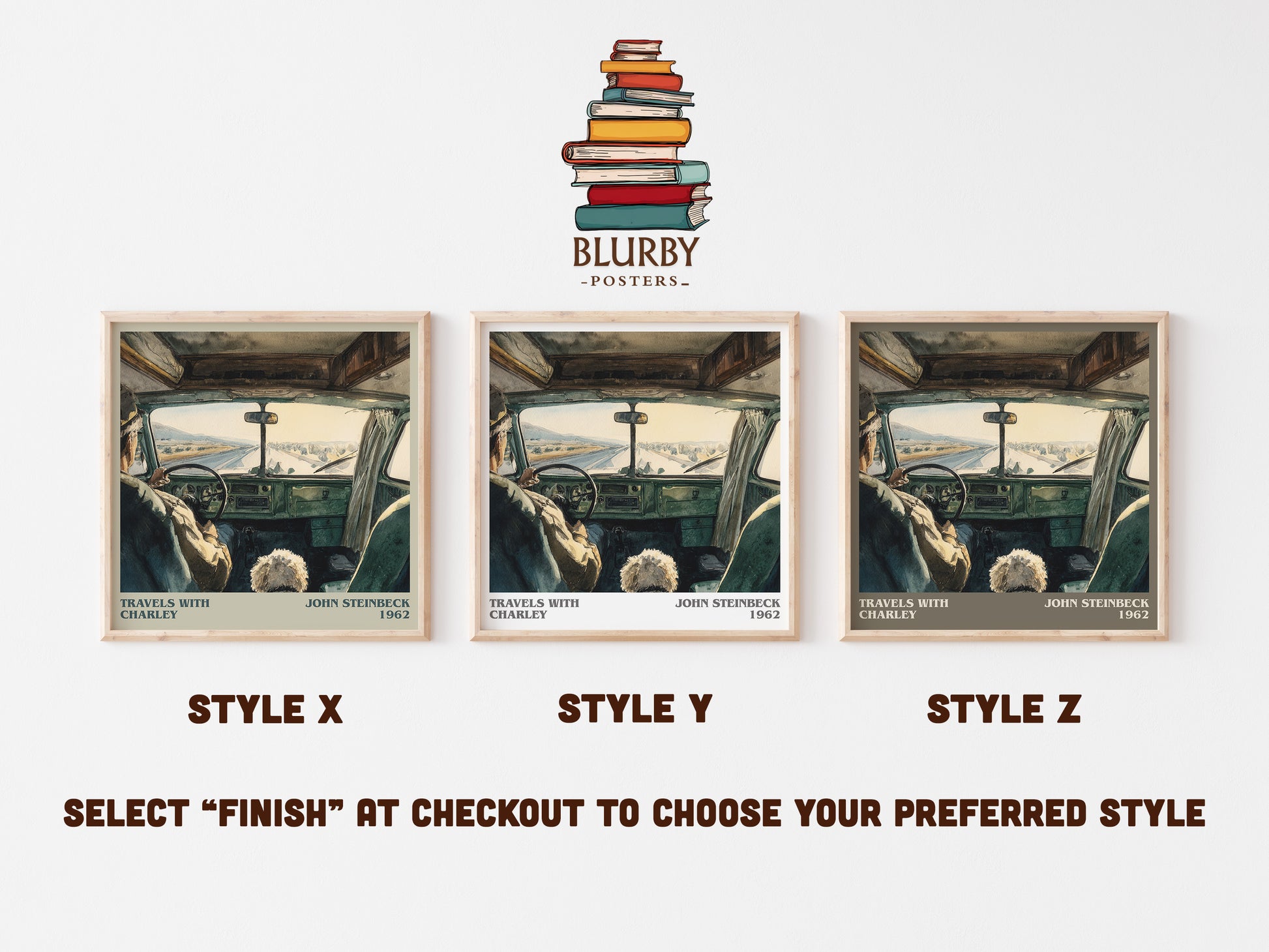 Travels with Charley literary art print colour and style options – John Steinbeck book art