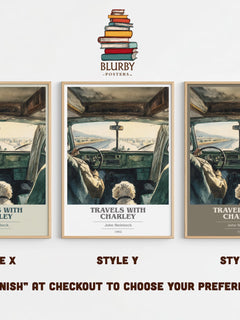 Travels with Charley Book Cover Poster by John Steinbeck – Style X, Y and Z side by side – choose your finish