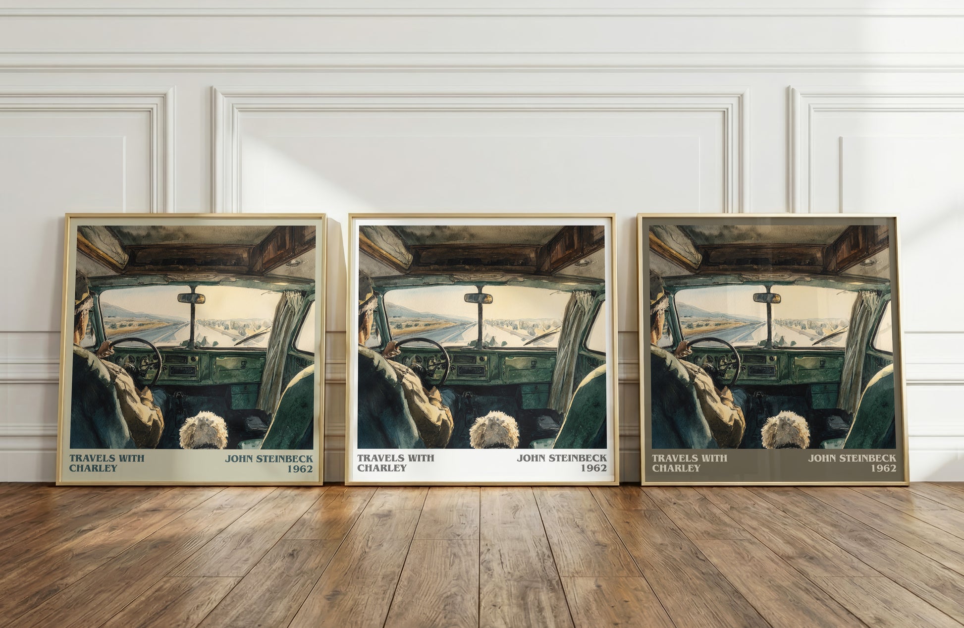 Travels with Charley literary print framed by window – literary home decor
