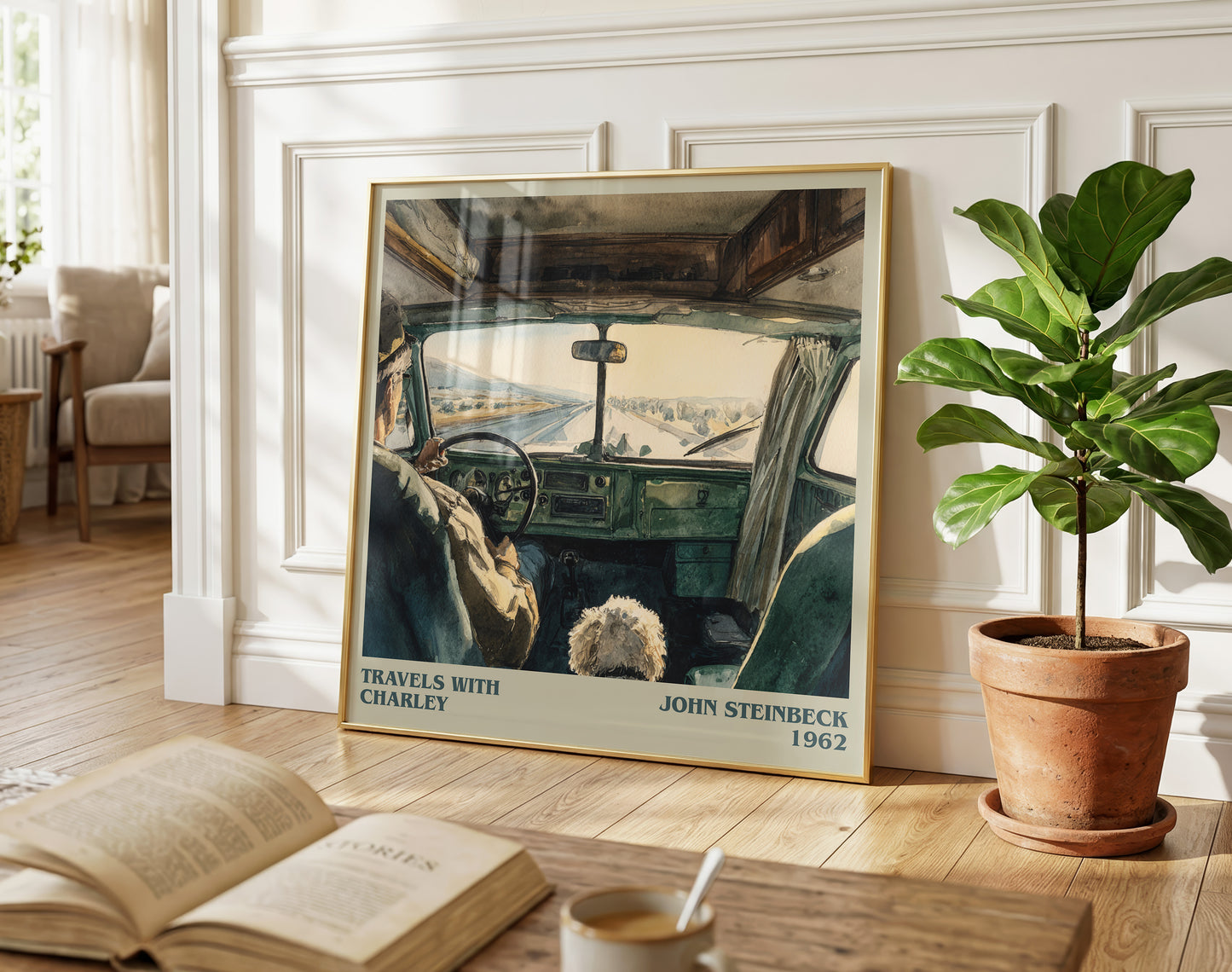 Travels with Charley literary poster paired in gallery wall – literary art prints