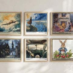 Travels with Charley Literary Art Print by John Steinbeck – square print in a six-frame gallery wall