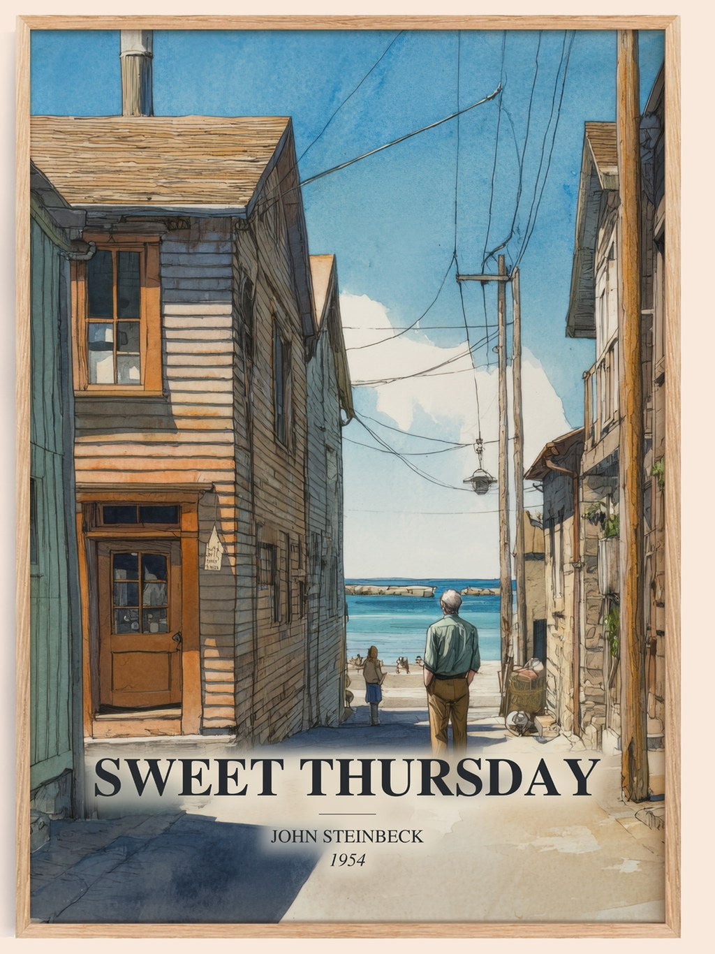 Sweet Thursday watercolour book poster by John Steinbeck – framed literary art print