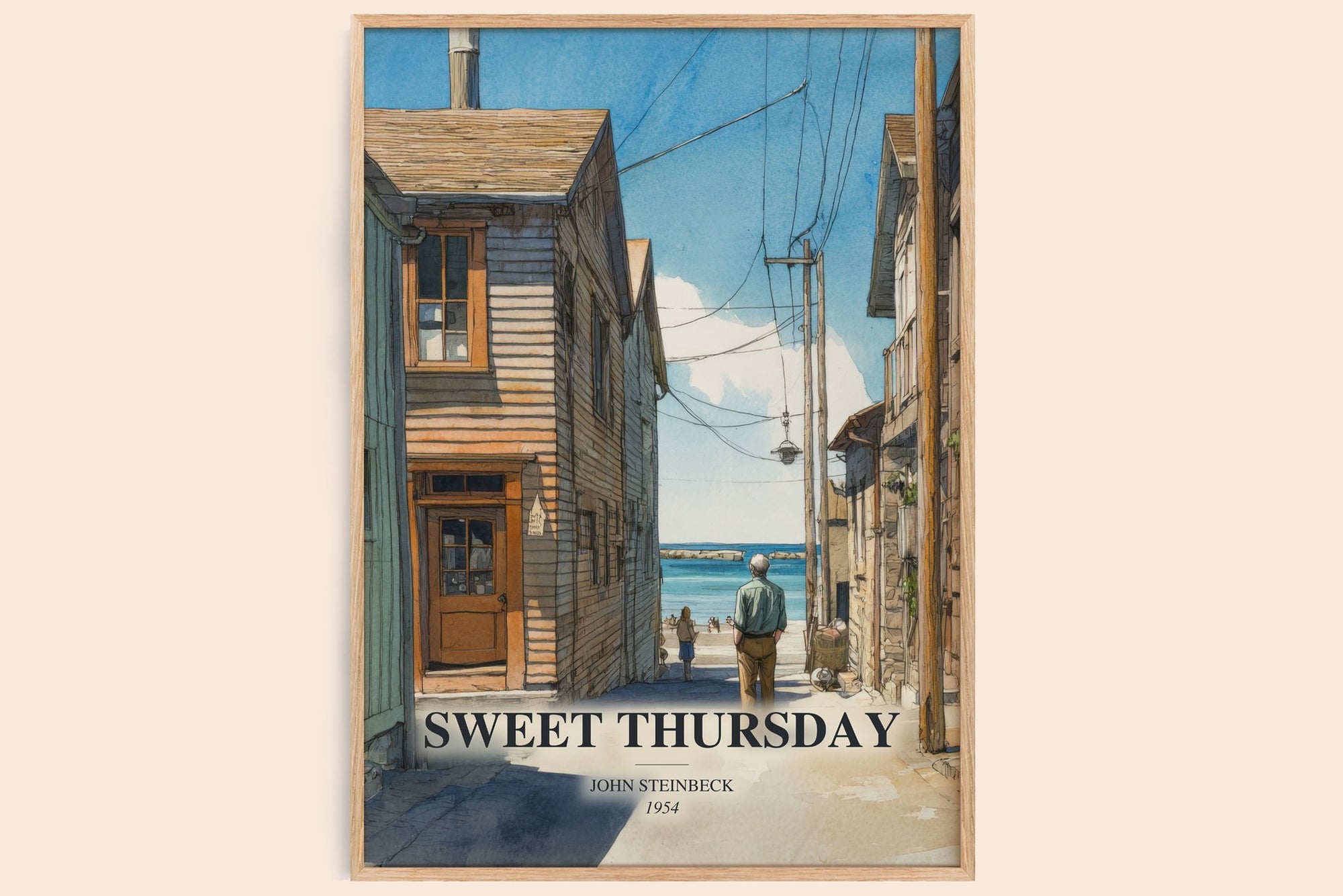 Sweet Thursday watercolour book poster by John Steinbeck – framed literary art print