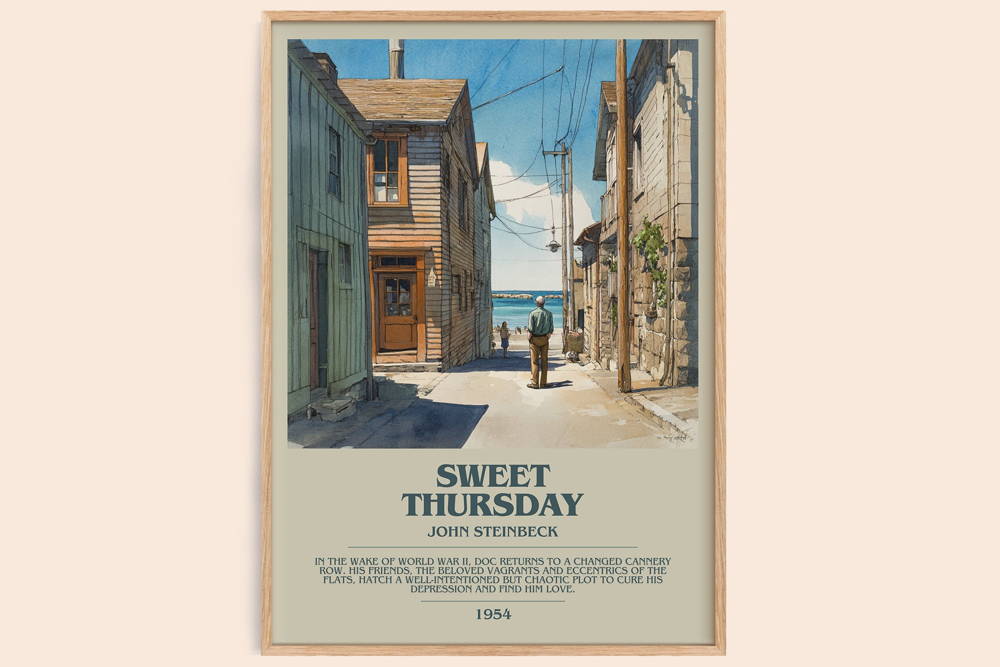Sweet Thursday bookish book poster by John Steinbeck – framed literary art print