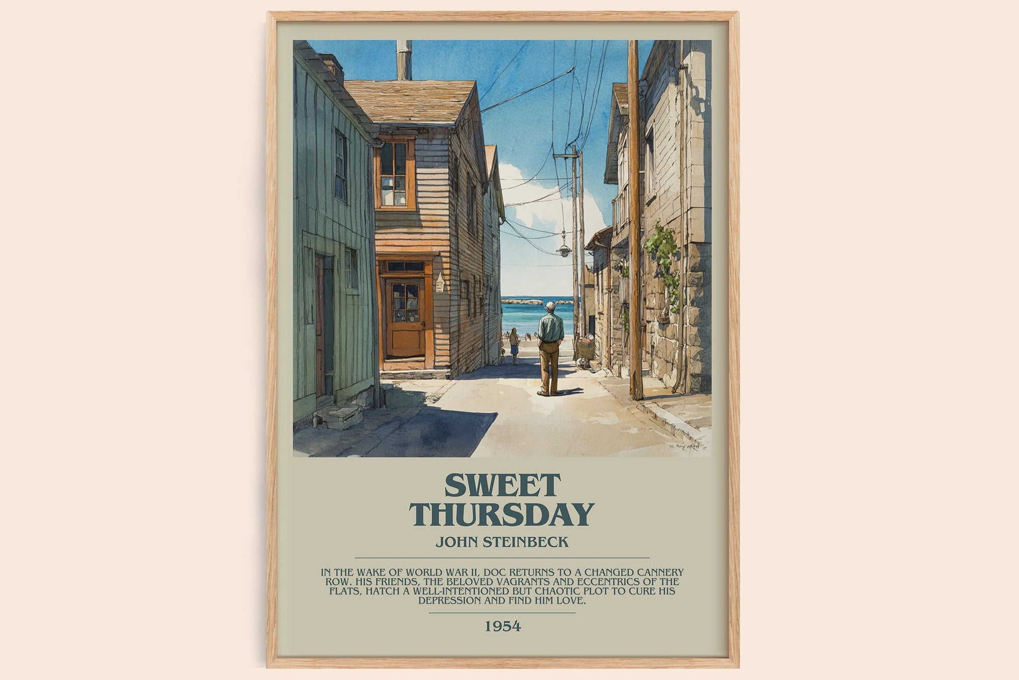 Sweet Thursday bookish book poster by John Steinbeck – framed literary art print