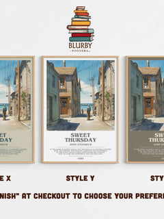 Sweet Thursday Bookish Wall Art by John Steinbeck – Style X, Y and Z side by side – choose your finish