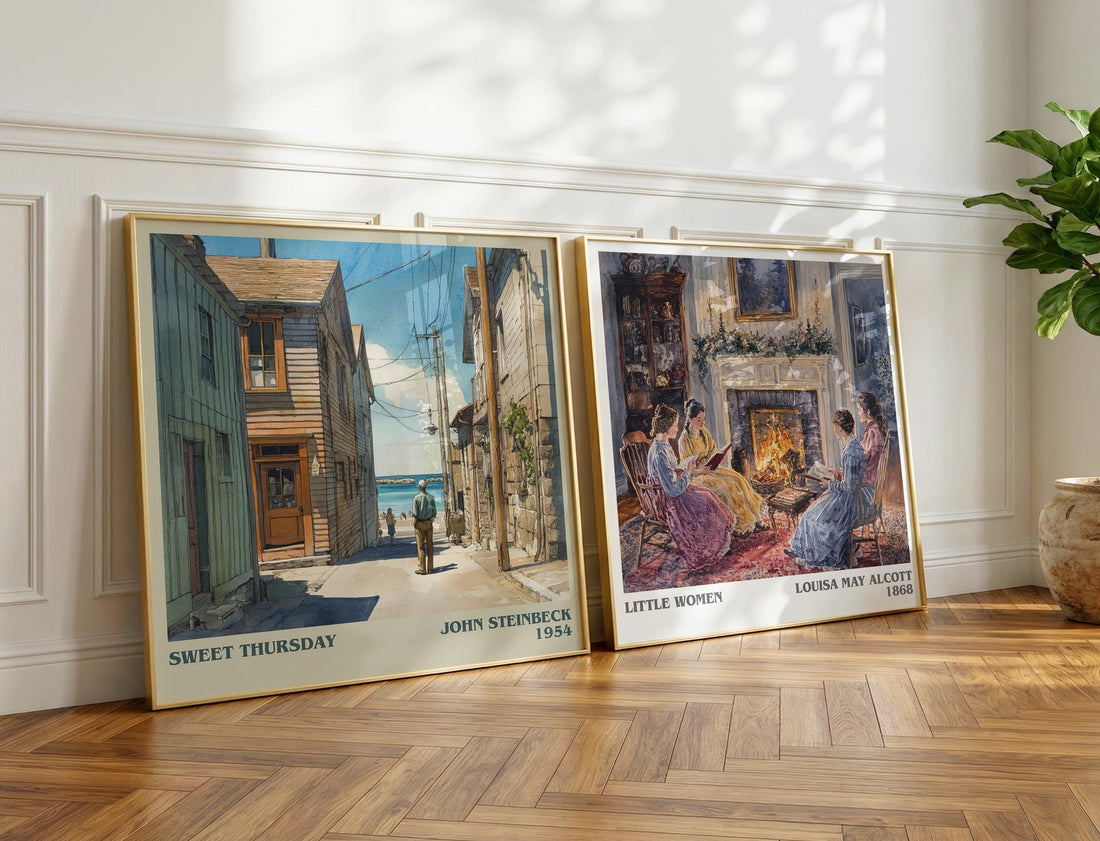 Sweet Thursday Literary Art Print by John Steinbeck – large square framed print leaning against a wall