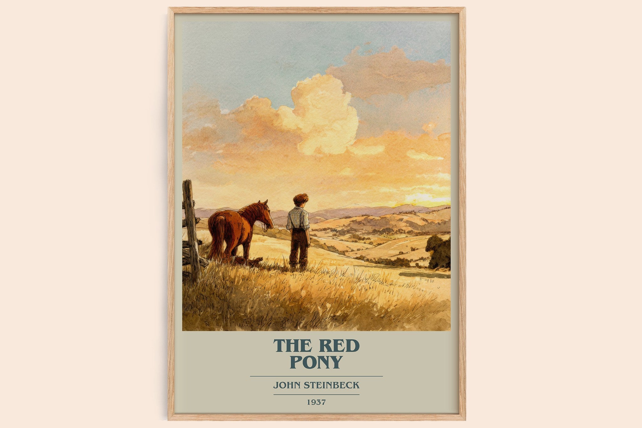 The Red Pony Book Cover Poster by John Steinbeck
