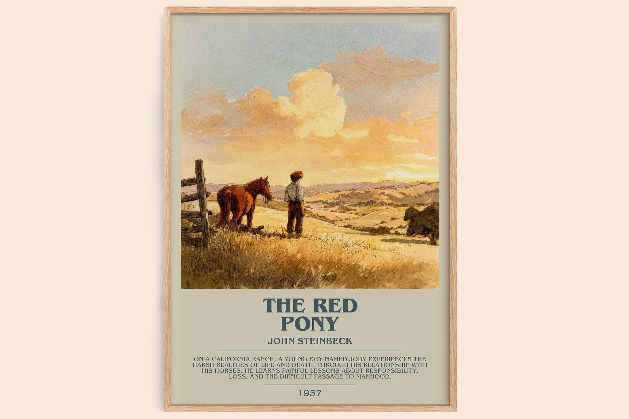 The Red Pony Bookish Wall Art by John Steinbeck