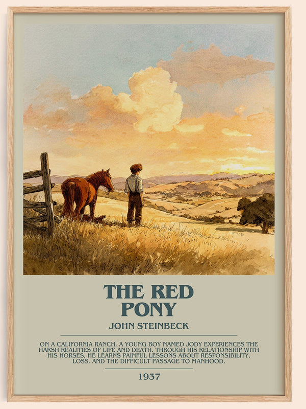 The Red Pony bookish book poster by John Steinbeck – framed literary art print