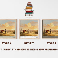 The Red Pony Literary Art Print by John Steinbeck – Style X, Y and Z square prints side by side – choose your finish