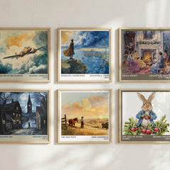 The Red Pony Literary Art Print by John Steinbeck – square print in a six-frame gallery wall
