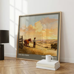 The Red Pony Literary Art Print by John Steinbeck – large square framed print leaning against a wall
