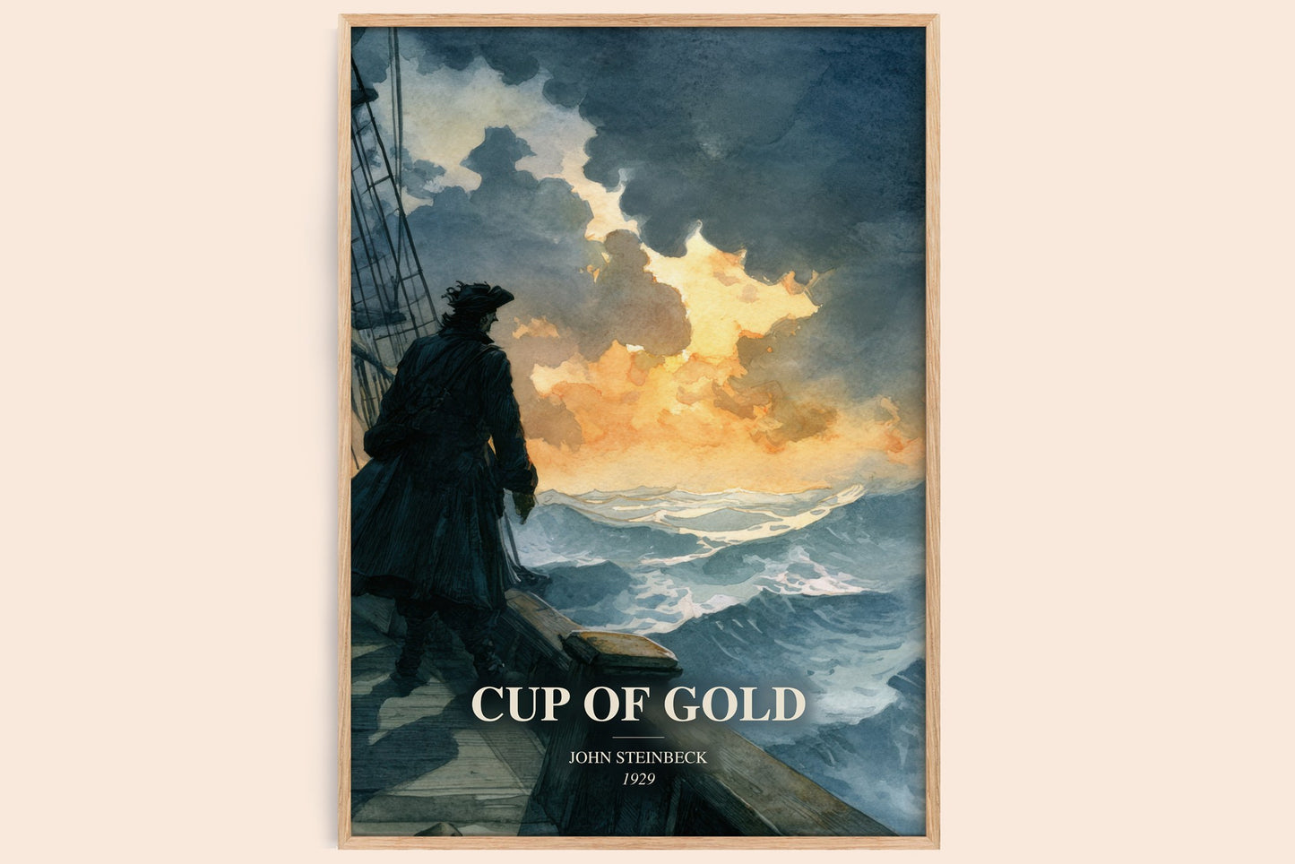 Cup Of Gold watercolour book poster by John Steinbeck – framed literary art print