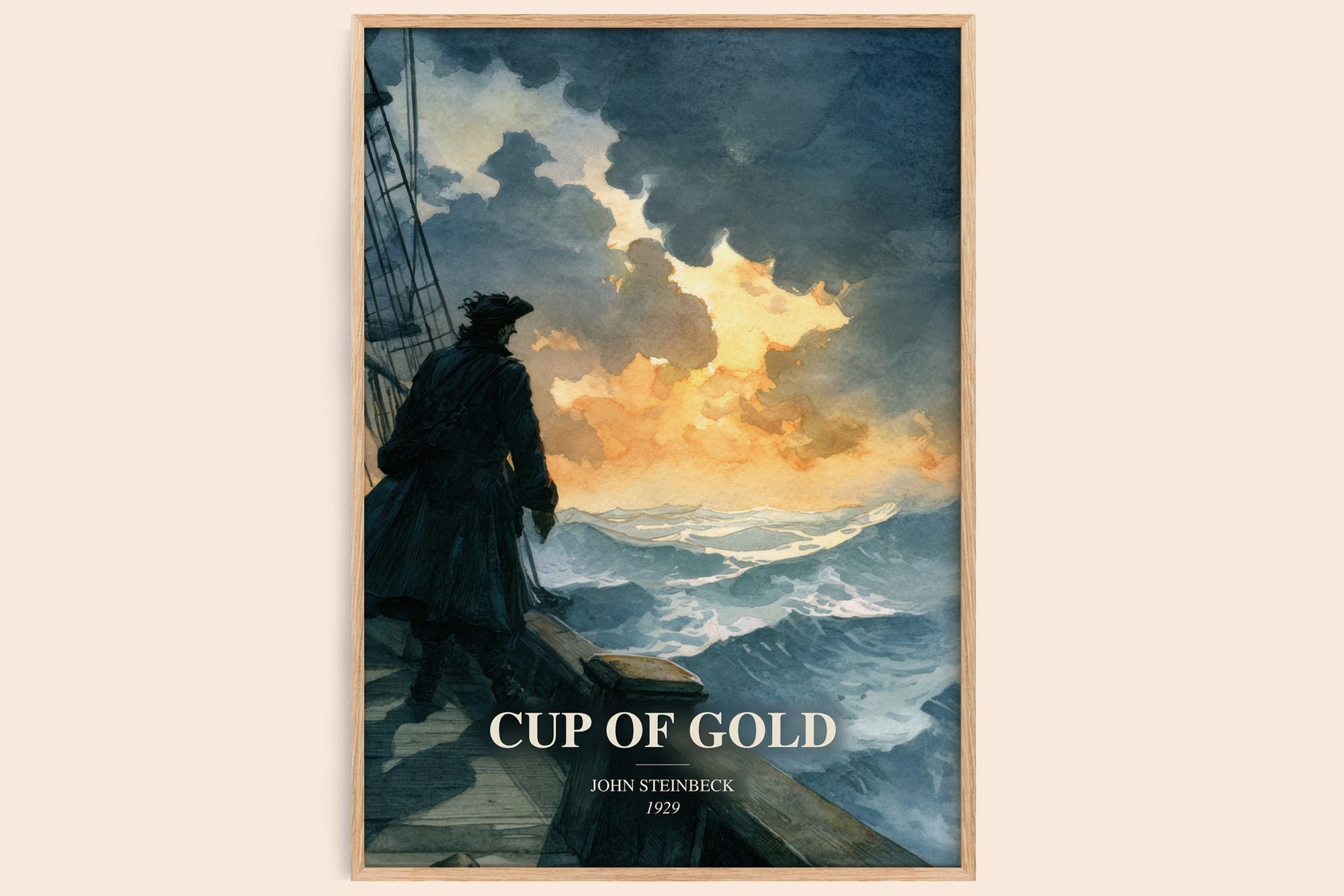 Cup Of Gold watercolour book poster by John Steinbeck – framed literary art print